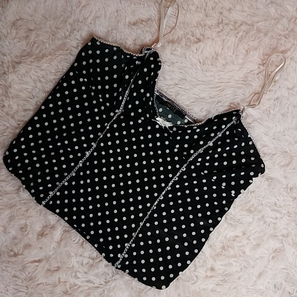 Y2K 90s 00s Limité Polka Dot Cami Tank Crop Top